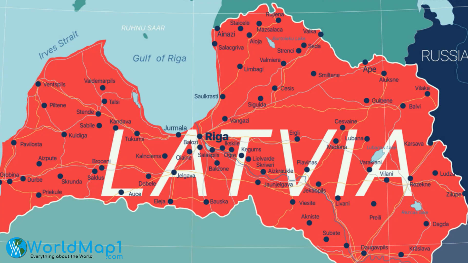 Karte der wichtigsten Städte Lettlands